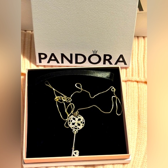Brand new worn a few times! Pandora Sterling silver 925 stamps Key Necklace